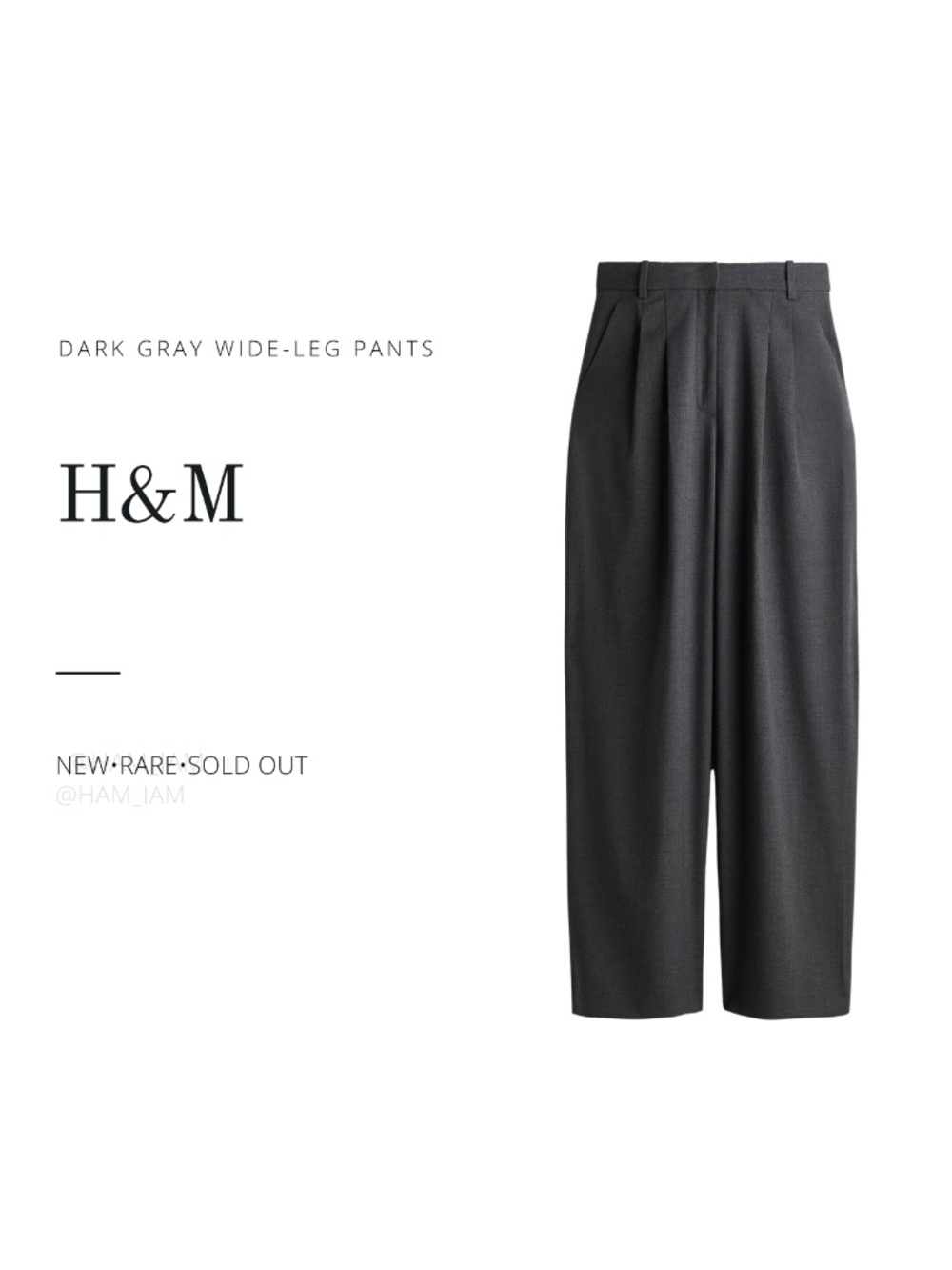 NEW SOLD OUT H&M Dark Gray Wide-Leg Pants